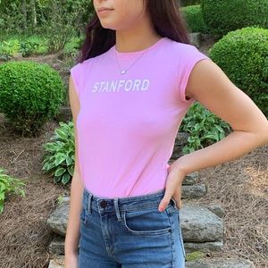 Stanford pink baby crop top